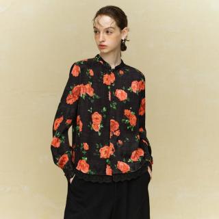 茶·愫 puretea茶愫复古小立领蕾丝绣花织带衬衫女25秋