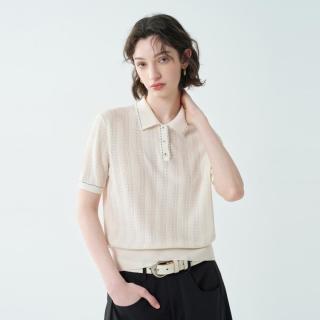 言 逐光轻彩优雅翻领休闲文艺针织Polo衫上衣女26夏