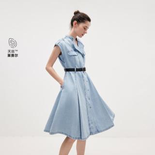 ONLY 2026夏季立领伞状复古牛仔连衣裙女