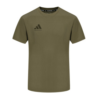 adidas 短袖男2024款夏季运动亲肤透气轻薄速干T恤 橄榄绿/绿棕色 L
