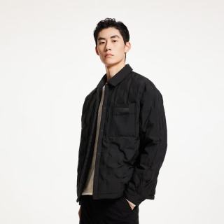 杰克琼斯 男装 纯色翻领羽绒服 E40黑色