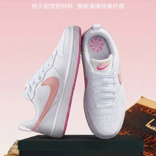 NIKE 女鞋新款COURT粉白低帮板鞋运动鞋薄底休闲鞋 DV5456-111