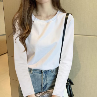 纯色打底衫女内搭春秋新款纯棉上衣圆领宽松显瘦长袖大码时尚t恤