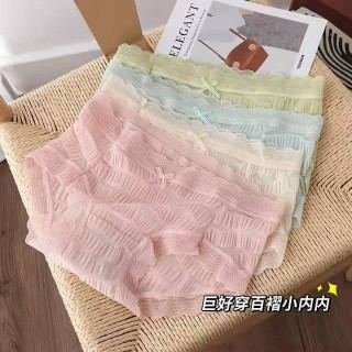 日系冰丝泡泡蕾丝百褶短裤透气舒适女士女款薄款