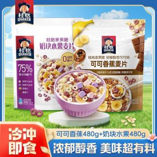 百亿补贴：桂格 可可香蕉麦片480g+水果奶块480g 高膳食纤维谷物早餐营养