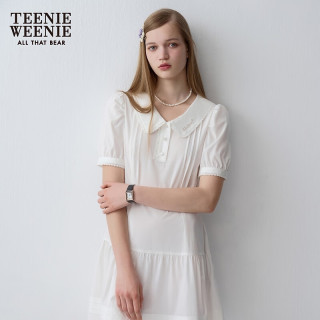 TEENIE WEENIE 小熊 娃娃领 A字白色 学院风甜美时尚 连衣裙