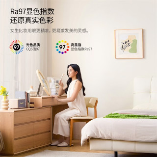 国家补贴：雷士 奶油吸顶风扇灯吊扇灯卧室灯厨房摇头全光谱可定时遥控羽风