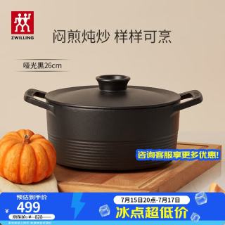 双立人 Dragon龙系列 26cm 哑光黑 珐琅铸铁锅
