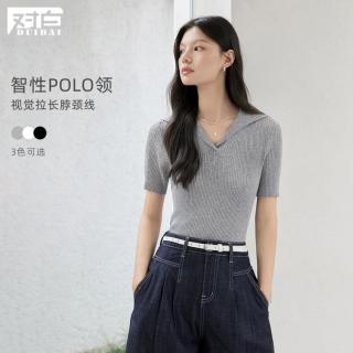 DUIBAI 翻领短袖修身针织衫