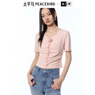 太平鸟 女装 夏季木耳边针织衫A1CNE2648