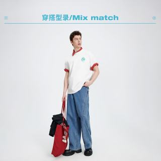 navigare 纯棉水洗牛仔裤男宽松气球阔腿裤