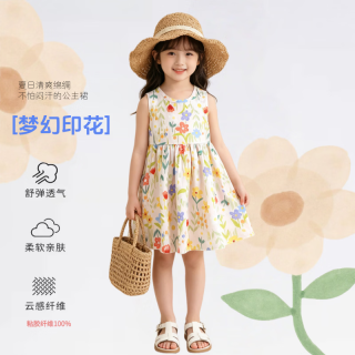 小猪班纳 女童绵绸连衣裙