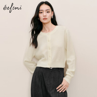伊芙丽 秦岚代言全羊绒简约基础百搭时尚款高级感羊绒衫女秋装新款内搭 白色 M 160/85CM
