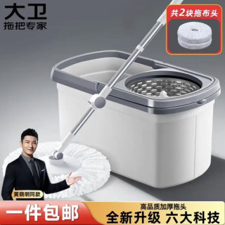 PLUS会员：大卫 免手洗 旋转拖把 拖布  D10 二个拖布头