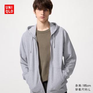 优衣库 男装女装连帽拉链运动开衫/长袖外套卫衣482311 05 天灰色 XL