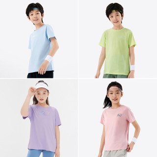 361° 361童装男女童短袖针织衫2026夏季运动T恤中大童亲肤舒弹短T上衣