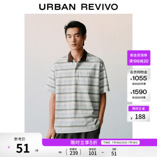 UR UR2026夏季新款男装时尚多色条纹刺绣点缀短袖马球衫UMF460086 浅卡其条纹 S