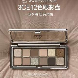 3CE 12色眼影盘 哑光珠光大地色新手水泥盘杏粉盘 T