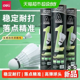 88VIP：得力 安格耐特羽毛球训练级强韧耐打型鸭鹅毛室内室外训练球多只装