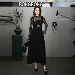 溶溶 百搭日常显瘦肩带可调节立体剪裁A字连体背带长裙