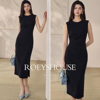 Roey s house 罗衣魔衣2026夏装轻熟气质收腰无袖连衣裙侧开叉包臀中长裙