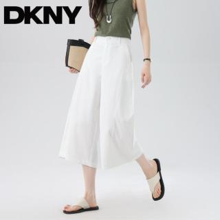 DKNY 夏季时尚半松紧高腰中长裤女式休闲裤阔腿裤