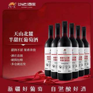 沙地酒庄 新疆沙地酒庄天山北麓赤霞珠半甜红葡萄酒红酒（偏远地区包邮）