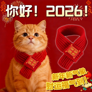 烨棠 2026新年围巾宠物围巾跨年猫咪围巾狗狗围巾春节围巾宠物围脖项圈