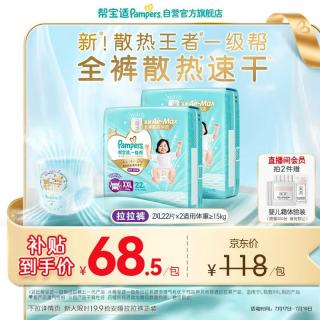 帮宝适 一级帮拉拉裤 超薄透气 2XL44片
