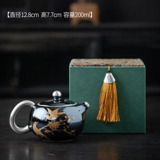 艾格辰 喜上眉梢手工银壶珍珠釉礼盒