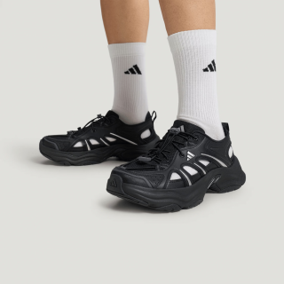 adidas 男鞋女鞋 2026秋新款透气排汗舒适百搭厚底老爹鞋运动休闲鞋 LA1993 黑色/厚底增高 40.5