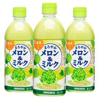 三佳利 Sangaria）日本进口SANGARIA三佳利草莓牛奶饮料三佳丽桑格利亚香蕉牛奶甜瓜 哈密瓜味 500mL*3瓶