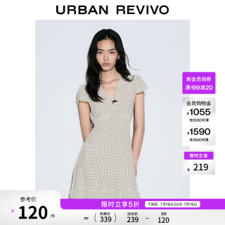 UR UR2026夏季新款女装都市波点花边蝴蝶结超短连衣裙UYU760070 米白印花 S