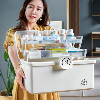 星优 透明家庭装大容量药品箱家用药盒收纳盒提箱分类特大号医药箱优选