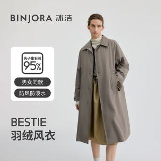 冰洁 秋冬新款风衣羽绒服95鸭绒外套男女同款明星同款