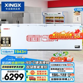 星星 1388L商用冰柜 大容量冰箱冷藏冷冻柜电子温控单温大容积卧式减霜冷柜 BD/BC-1388GD