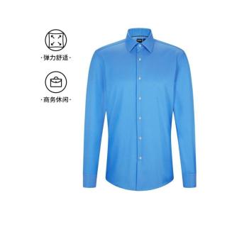 BOSS HUGO BOSS男士秋季商务休闲纯色正肩长袖衬衫通勤百搭款
