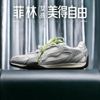 李宁 菲林classic老爹鞋子韩系潮流薄底网面低帮运动鞋女鞋