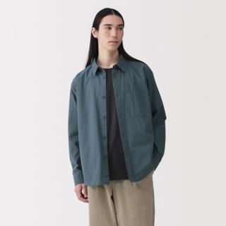 無印良品 MUJI 无印良品 男式 水洗 平纹 宽版衬衫 男士长袖衬衣男装男款上装夏