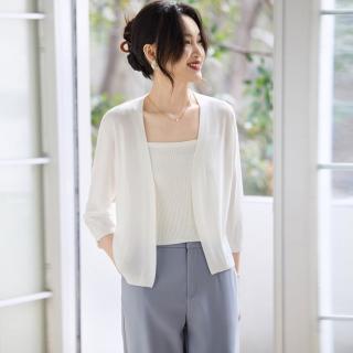 SRCR 含桑蚕丝~短款针织开衫女外搭上衣春夏小个子气质空调衫披肩外套