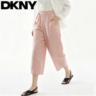 DKNY 夏季纯色松紧腰长裤子女式休闲裤阔腿裤高腰微阔气球裤
