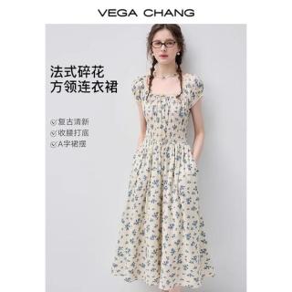 VEGA CHANG 法式碎花方领裙2026夏季新款温柔浪漫氛围感