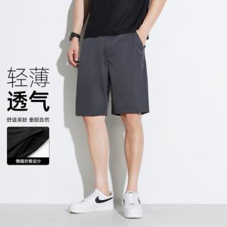 马克华菲 短裤男夏季冰丝舒适潮流青年直筒外穿五分休闲裤男