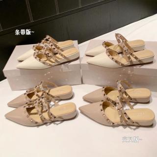 SheII 条带版 2026夏季新品4cm坡跟尖头后空拖鞋女凉拖通勤ol