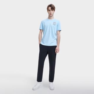FILA 男装男式T恤男士时尚休闲简约基础百搭圆领舒适套头针织短袖衫
