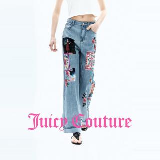 Juicy Couture 26夏新款复古拼贴印花宽松直筒牛仔长裤女复古相机