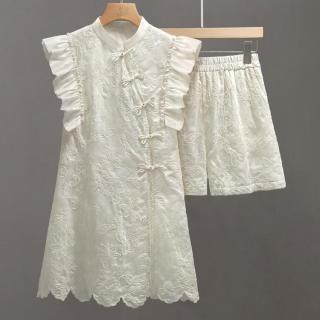 限尺码：丝柏舍 夏装新女士上衣搭短裤莱赛尔时尚两件套有大码