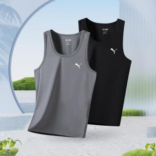 PUMA 2件装男士背心内穿舒适透气无袖运动春夏打底背心