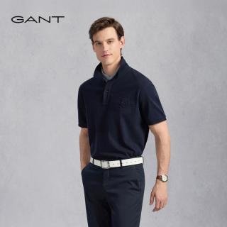 GANT 夏季男士休闲刺绣logo翻领短袖POLO衫
