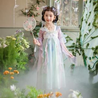 花田彩 汉服女童夏季2026新款花卉刺绣儿童国风连衣裙古风超仙公主裙